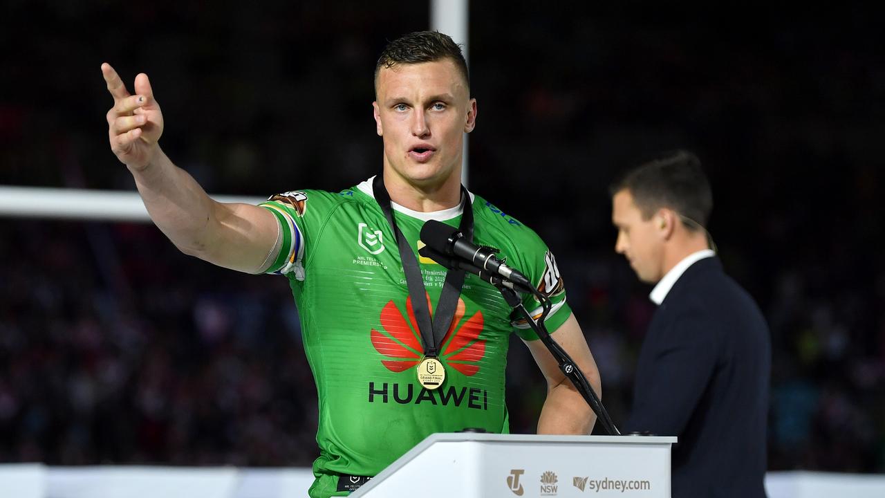 Jack Wighton with the Clive Churchill Medal in 2019. Picture: Gregg Porteous/NRL Photos