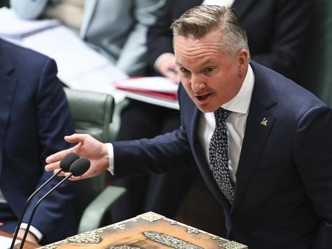 Climate Change and Energy Chris Bowen during Question Time at Parliament House in Canberra. Picture: NCA NewsWire / Martin Ollman