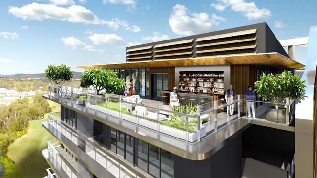 Top spot for a drink: an artist’s impression of the `sky bar’ on the 24th storey. (supplied image)