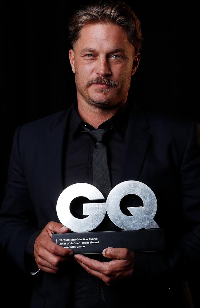 In 2017, Travis was awarded Actor of the Year at the GQ Men Of The Year Awards in Sydney. Picture: Zak Kaczmarek/Getty Images for GQ Australia