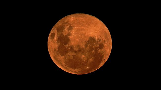 The April Supermoon, also known as the 'Pink Moon', rising over Bronte Beach in Sydney. Picture: NCA NewsWire/Nicholas Eagar