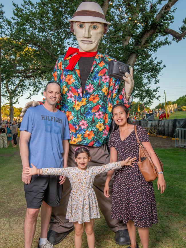 Daniel and Leah Maggs with their five-year-old daughter Eva at Rymill Park. Picture: Ben Clark