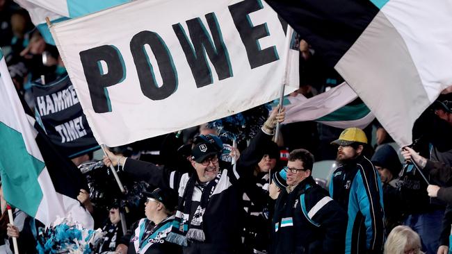 Power fans in full voice at Adelaide Oval. Picture: AFL Photos