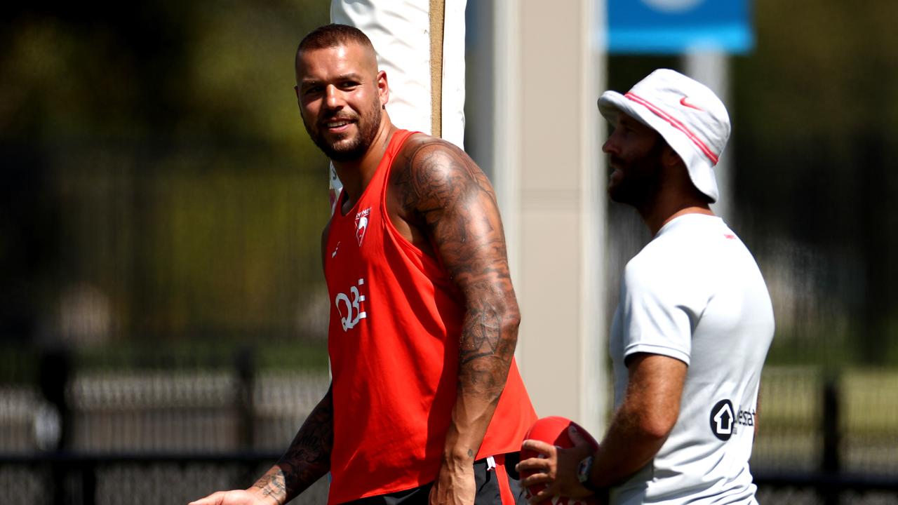 Lance Franklin at Sydney training. Picture: Brendon Thorne/Getty Images