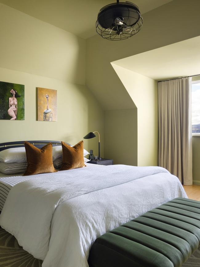 Upstairs green bedroom at Belvoir, Launceston, Tasmania.