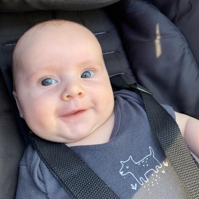 My son Patrick Lewis Johnston is two months old. In this photo he was watching me swim a few laps at the Nightcliff Pool with his Dad and brother Harry. Picture: Shenai Johnston