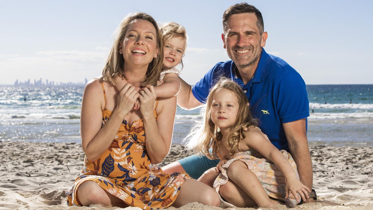 Lauren and Matt with their daughters Eleanor, 2, and Lily, 4. Their daughter Audrey was stillborn. Picture: Nigel Hallett.