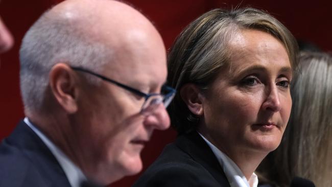 Qantas chair Richard Goyder and CEO Vanessa Hudson. Picture: NewsWire / Luis Ascui