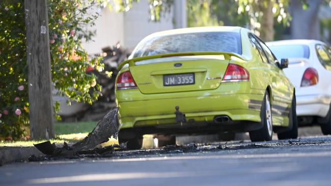 The remains of the car at Northwood. Picture: NCA NewsWire/Jeremy Piper