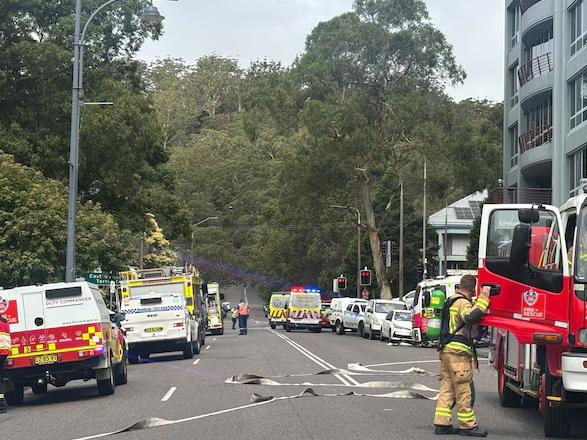 Emergency services were called to an office building on Donnison Street in Gosford, in NSW’s Central Coast after reports of several explosions. Picture: ABC