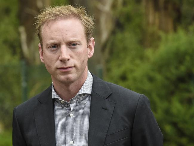 Environment Minister David Speirs is seen during a press conference at Cleland Wild Life Sanctuary, Monday, February 3, 2020. (AAP Image/Roy VanDerVegt) NO ARCHIVING