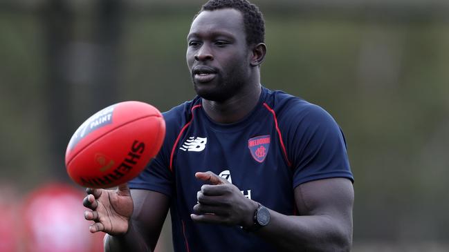 Majak Daw at Melbourne training. Picture: David Crosling