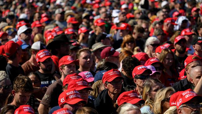 Supporters gather at the rally. Picture: AFP