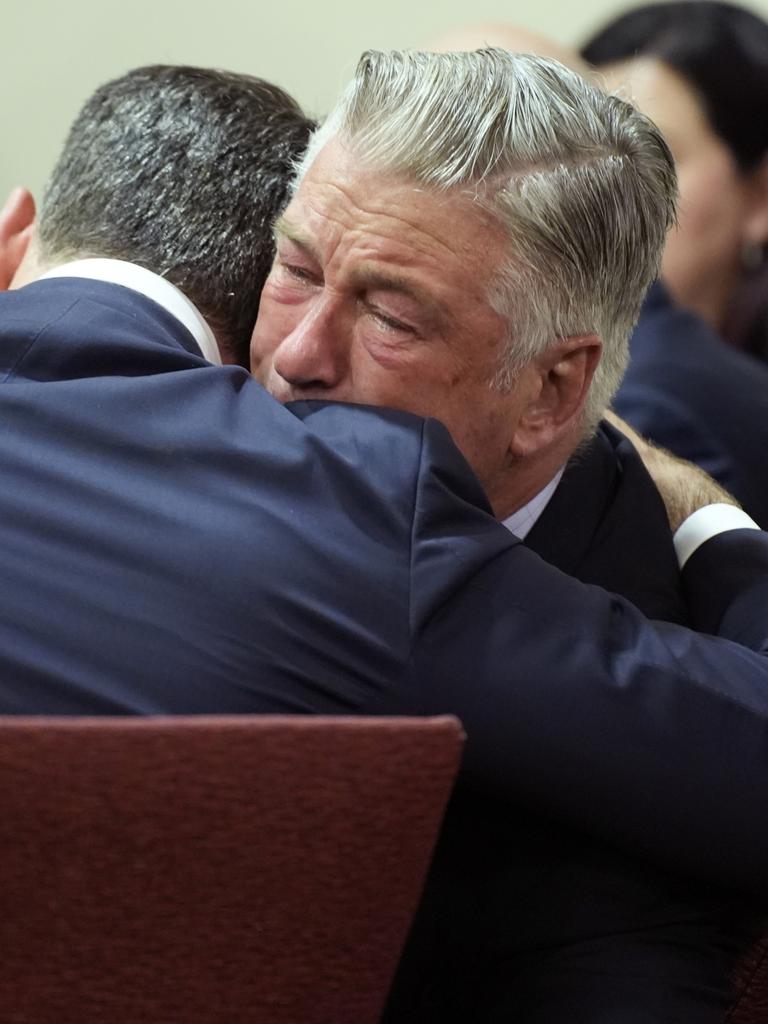 The actor hugged his lawyer as the case wrapped up. Picture: Ramsay de Give-Pool/Getty Images