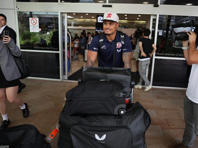 All smiles for Spencer Leniu after returning to Sydney. Picture: Rohan Kelly/The Daily Telegraph