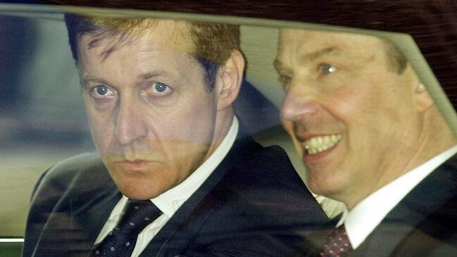 Tony Blair, right, and his Director of Communications Strategy, Alastair Campbell, were the masters of spin. Picture: AP.