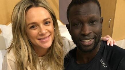 Majak Daw with partner Emily and son, Hendrix. Pic: Instagram