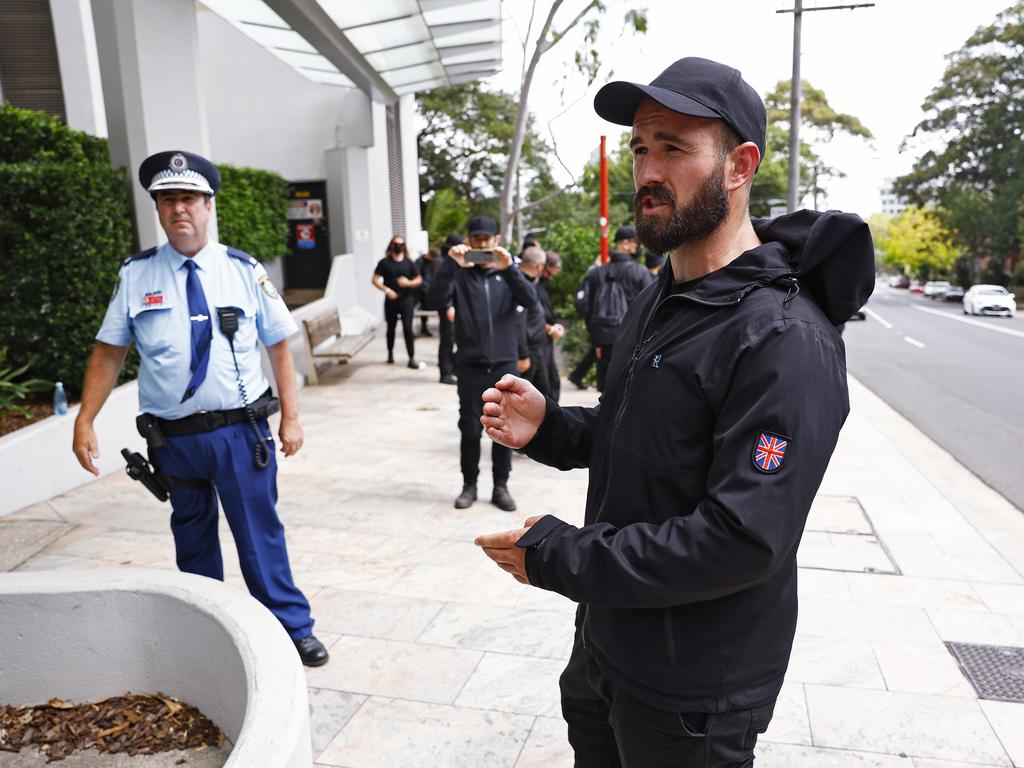 Thomas Sewell is pictured during a protest on Australia Day. Picture: Sam Ruttyn