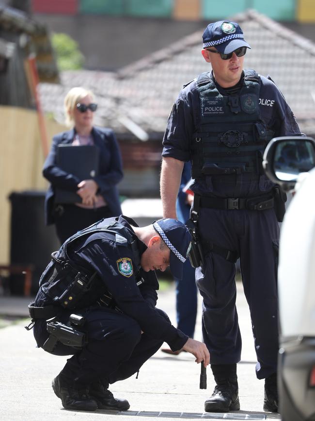 Police at Auburn after bullets injured a nurse at Auburn Hospital. Picture: John Grainger