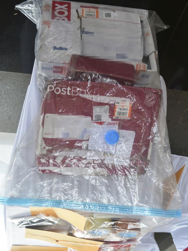 The package allegedly received by Lamar Ahchee last Thursday. Police allege it had about 1.8kg of cocaine inside, concealed in Lindt chocolate boxes. Picture: Lukman S. Bintoro