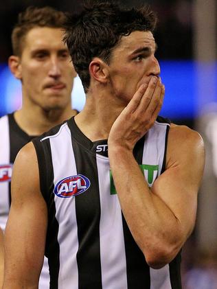 The scoreboard doesn’t make pretty reading for Scott Pendlebury. Picture: Colleen Petch