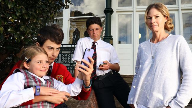 Michal Brenchley with her children. Picture: James Croucher.