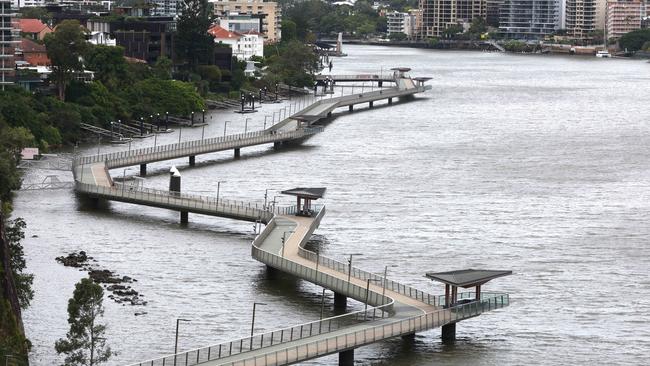 Only the hardiest dog walkers and joggers were out at Riverwalk. Picture: David Clark