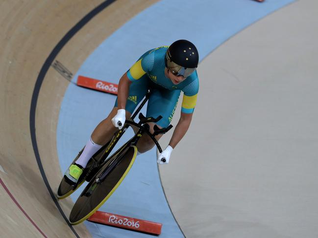 Annette Edmondson in action during the Women’s Omnium Individual Pursuit at the Rio Olympics 2016 track cycling at the Rio Olympic Velodrome. Picture: Adam Head