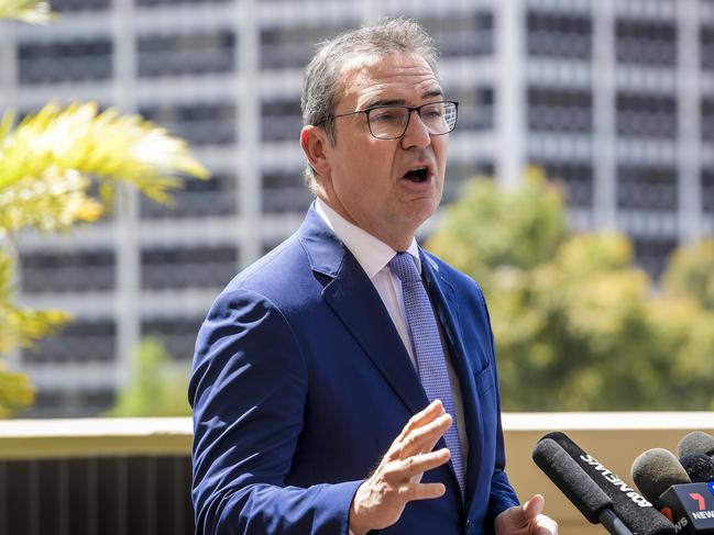 SA Health / Premier Steven Marshall  Presser.Hilton Hotel . South Australian Premier Steven Marshall  holding a press conference at the Hilton Hotel. Monday October 12 2020 Pic Roy Van Der Vegt