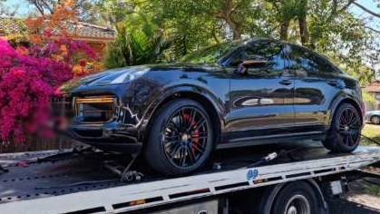 A Volkswagen Amarok ute and a Porsche Cayenne SUV (pictured) are among some of the cars seized by Taskforce Magnus. Picture: NSW Police