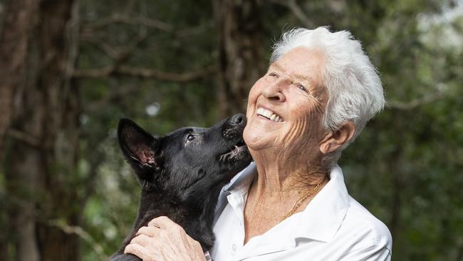 Dawn Fraser loves taking her dog, Coco, for walks around Noosa. Picture: Lachie Millard.