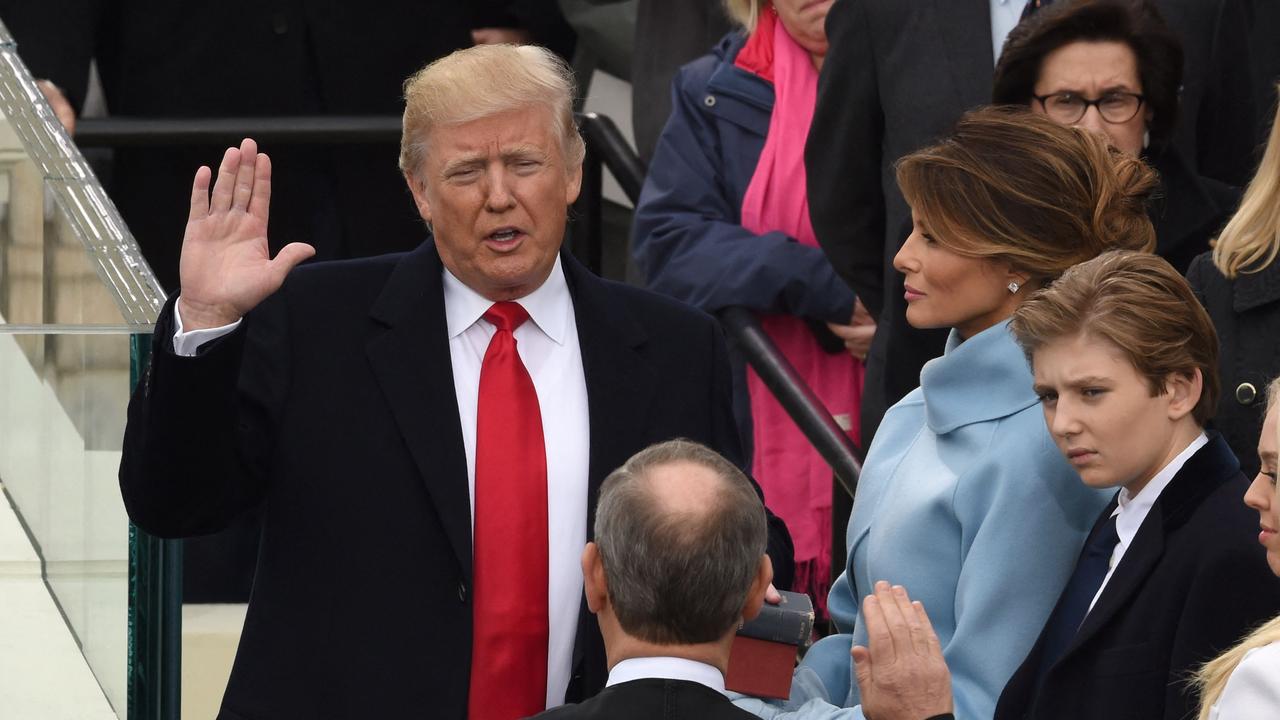 Donald Trump being sworn in as the 45th US president – he’ll do it again next week. Picture: Timothy A. Clary/AFP