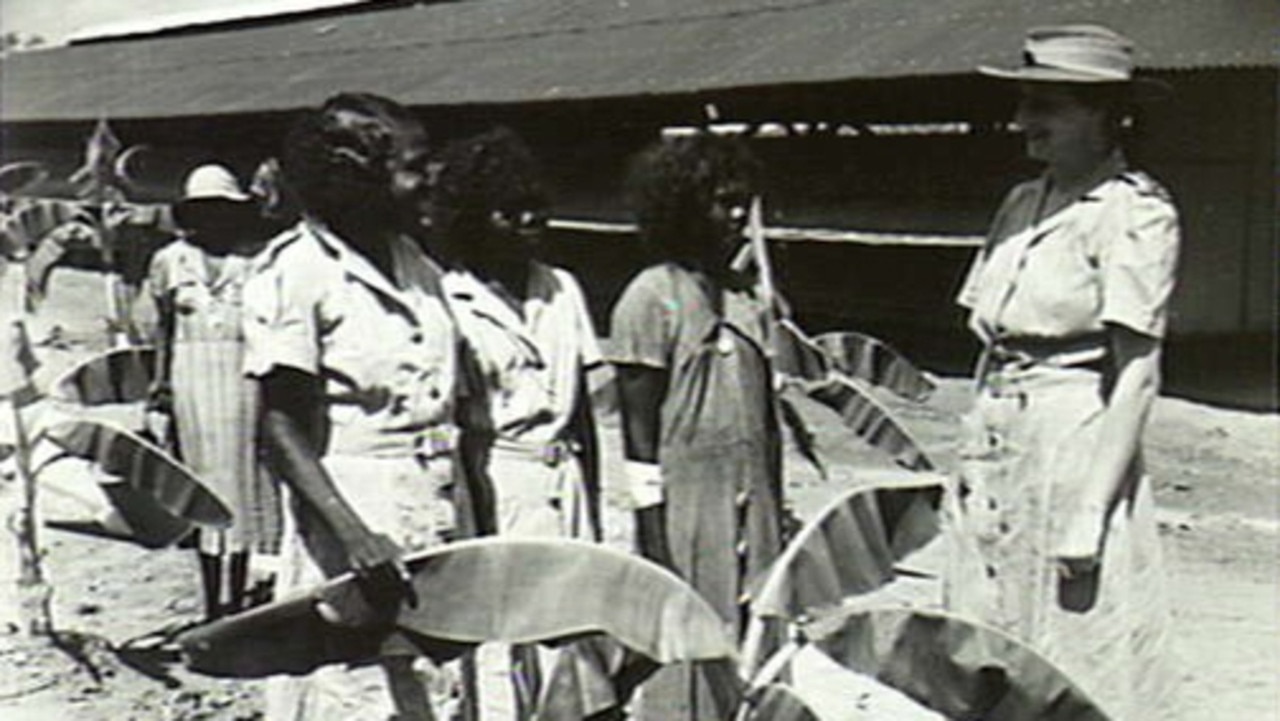 Bombing of Darwin: Aboriginal members of the Australian Army medical Womenâ&#128;&#153;sService, known only as Maggie, Florrie, Dibbie and Winnie, with Captain S.C. Perry at the 107General Hospital, Darwin.