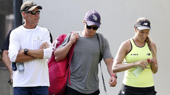 Tom Couch (centre) and Danielle Collins together at the Adelaide International. Picture: Sarah Reed