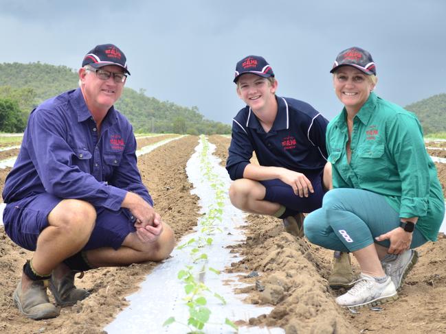 From left, Gary, Daniel and Angela Spotswood from Mt Alma Organics have won a $300,000 Coles Nurture Fund grant. Picture: supplied