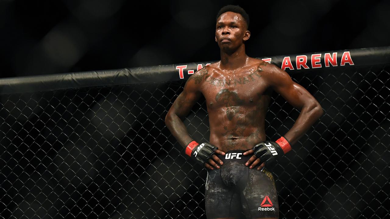 LAS VEGAS, NEVADA - MARCH 07: Israel Adesanya waits during his decision win over Yoel Romero to retain the middleweight title at T-Mobile Arena on March 07, 2020 in Las Vegas, Nevada. (Photo by Harry How/Getty Images)