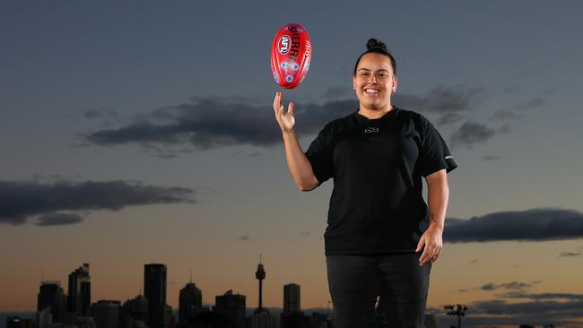 Rheanna Lotter also designed an indigenous ball for the AFL. Picture: Jason McCawley/Getty Images