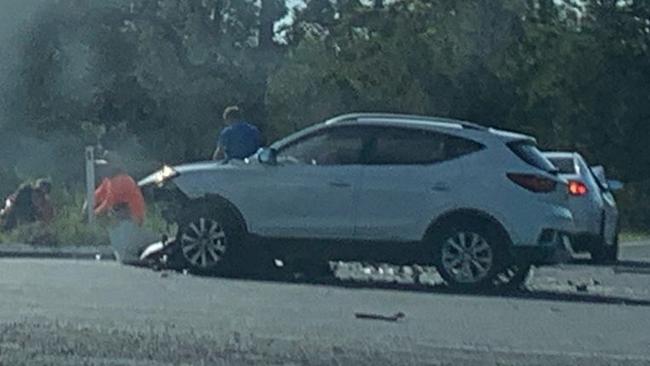 Two people including a teenage girl with life threatening injuries have been flown to hospital following a shocking two vehicle crash on the outskirts of Tin Can Bay. Picture: Facebook, Liams Landscaping And Lawn Mowing.