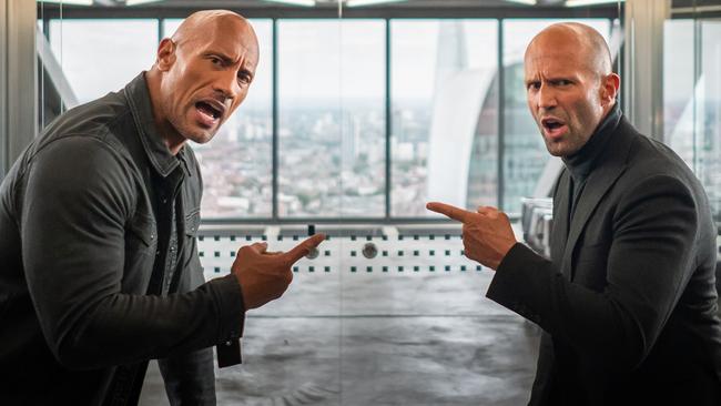 Dwayne Johnson and Jason Statham in a scene from Fast &amp; Furious: Hobbs &amp; Shaw.