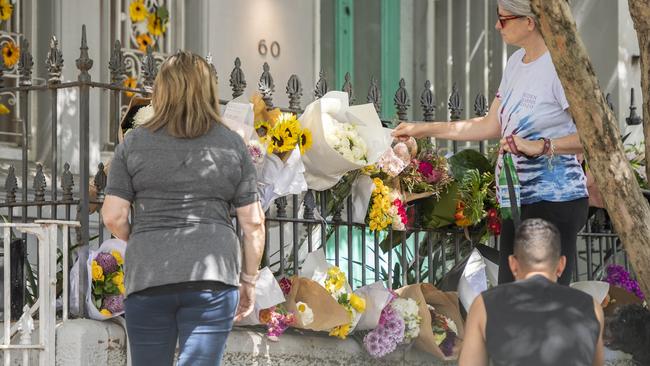 Floral tributes have been left at the Paddington home of Jesse Baird and Luke Davies. Picture: NCA NewsWire / Monique Harmer