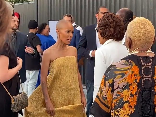 Jada Pinkett-Smith was spotted talking to celebrities and politicians on the red carpet. Picture: Twitter