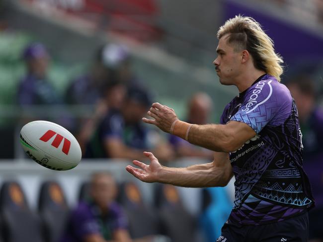 Ryan Papenhuyzen will make his 100th NRL appearance in the Storm’s Magic Round clash against Canberra on Sunday night. Picture: Robert Cianflone/Getty Images