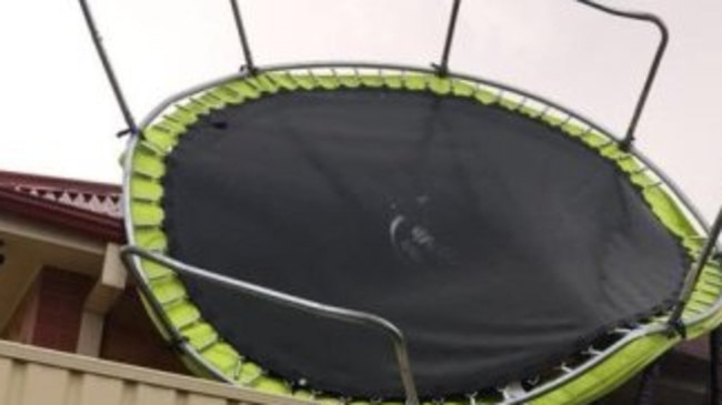 A trampoline blown into a house in Mildura. Picture: Brandy-Lee Martin