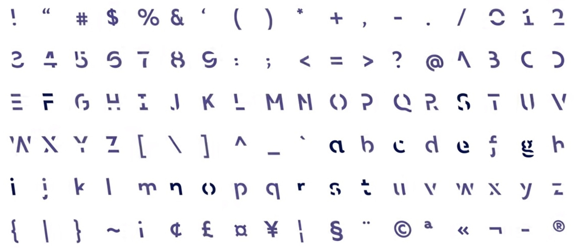 Here’s a look at some Sans Forgetica alphabet, punctuation and symbols. Picture: RMIT