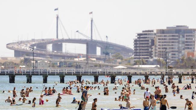 Melbourne is sweltering through its first heatwave of the summer. Picture: Ian Currie