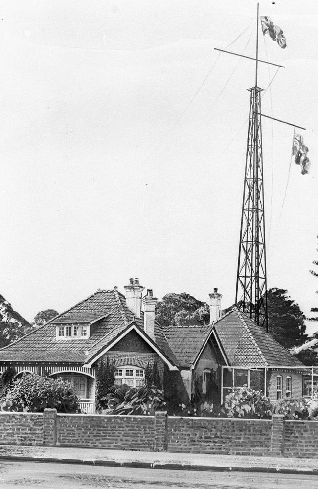 The Wahroonga home where Australia's first direct wireless message was received, with the transmitter tower in the backyard.