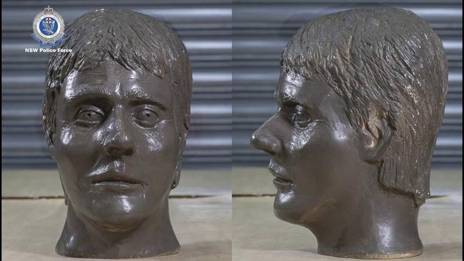 A plaster recreation of the unidentified man’s face. Picture: NSW Police