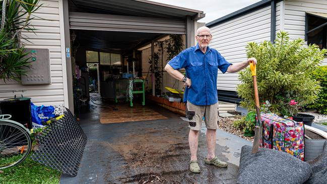 Geoff Hopkins is a resident of Sugar Coast Village and was on the tools cleaning up on Monday. Photo Paul Beutel