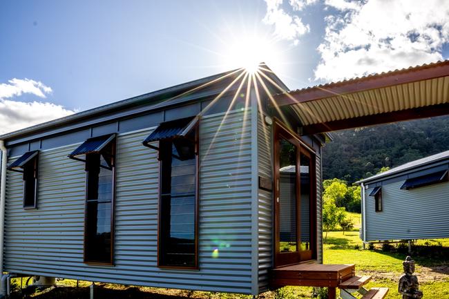 The Mount Jukes Eco Resort, built from scratch by yoga aficionado David Deakin, holds glamping tents and a half-moon shaped house that face Mt Jukes and Mr Deakin says the â€œenergyâ€ of the property has to be experienced to be understood. Picture: Contributed