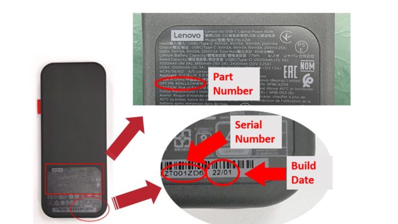 Customers can check the back of the product to determine if their charger is included in the recall. Picture: ACCC